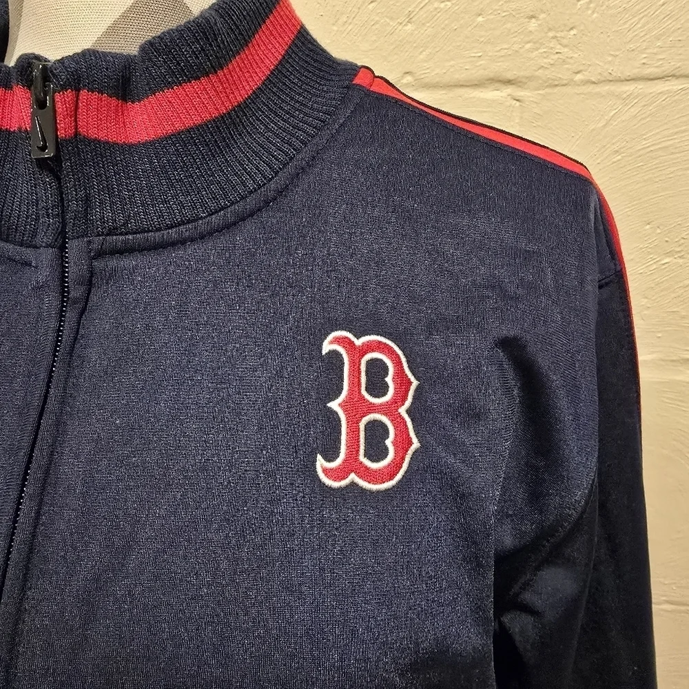 Nike Boston Red Sox Track Jacket Youth Sz XL Navy Red MLB Logo Full Zip Pockets.
